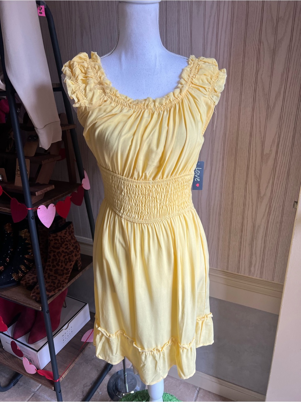 Love Yellow Ruffle Smocked Mini Dress - Picture 4 of 6